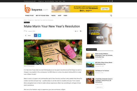 Thumbnail image for item: Make Marin Your NYE Resolution