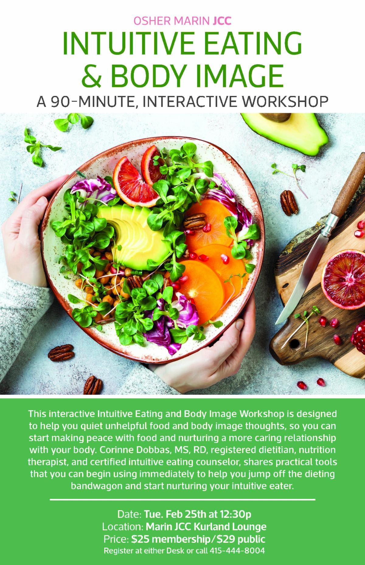 Intuitive Eating and Body Image Workshop at Osher Marin JCC February