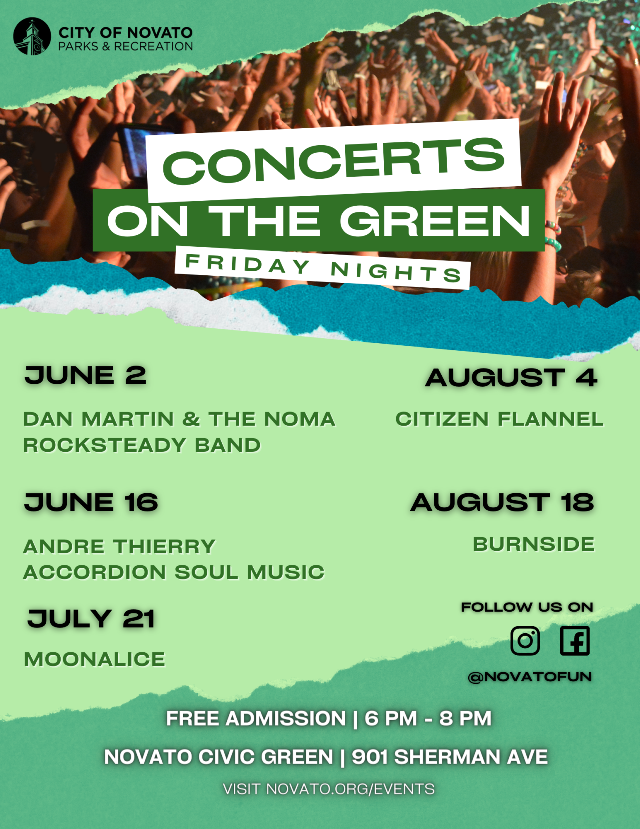 Concerts on the Green in Novato - June 2023 | Marin Convention ...